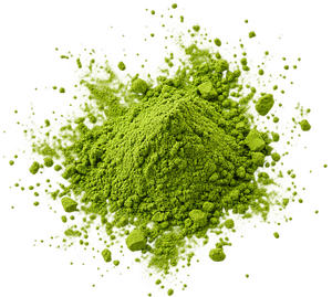 Pile of brown powdered substance on a white background.